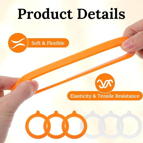 8 PCS Silicone Jar Gaskets 3.75 Inch Silicone Rubber Seals for Glass Jars, White & Orange Airtight Leakproof Rubber Replacement Gasket Glass Jar Sealing Rings for Regular Mouth Canning Jars in Saudi Arabia