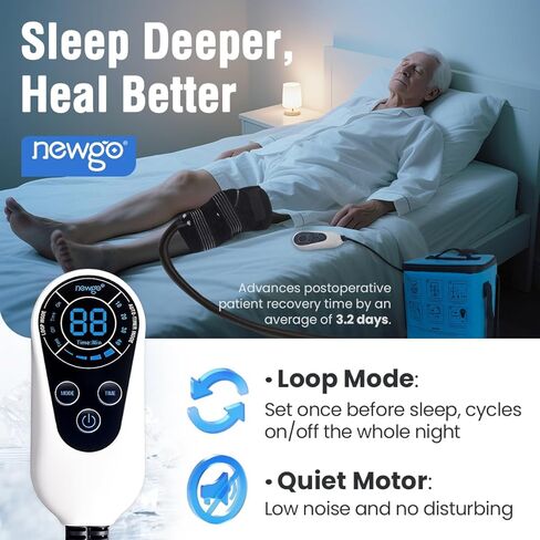 NEWGO Cold Therapy Machine with Programmable Timer for Knee & Shoulder After Replacement Surgery, Lightweight Ice Machine Compression Pad with Quiet Pump for Swelling, Injuries, Joint Pain, Arthritis in Saudi Arabia