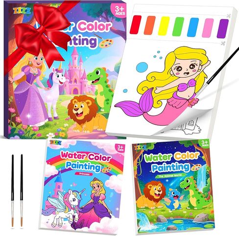 Zizz Paint with Water Coloring Books for Childlers ، 2 Pack Pack Painting Clait for Kids Ages 3-5 4-8 ، No-mess drawing stivit it Art Craft Toy Gifts for Girl Boy | الأميرة والغابة in Kuwait