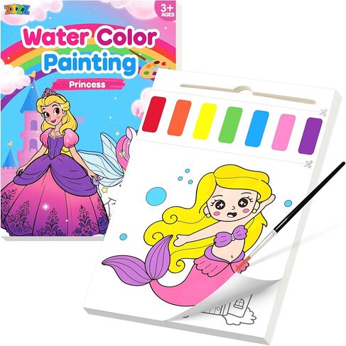 Zizz Paint with Water Coloring Books for Childlers ، 2 Pack Pack Painting Clait for Kids Ages 3-5 4-8 ، No-mess drawing stivit it Art Craft Toy Gifts for Girl Boy | الأميرة والغابة in Kuwait