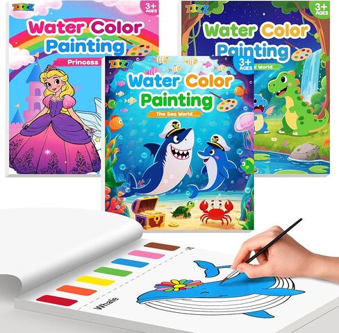 Zizz Paint with Water Coloring Books for Childlers ، 2 Pack Pack Painting Clait for Kids Ages 3-5 4-8 ، No-mess drawing stivit it Art Craft Toy Gifts for Girl Boy | الأميرة والغابة in Kuwait