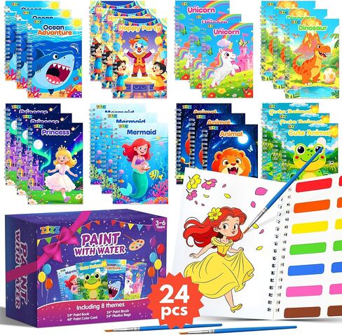 Zizz Paint with Water Coloring Books for Childlers ، 2 Pack Pack Painting Clait for Kids Ages 3-5 4-8 ، No-mess drawing stivit it Art Craft Toy Gifts for Girl Boy | الأميرة والغابة in Kuwait