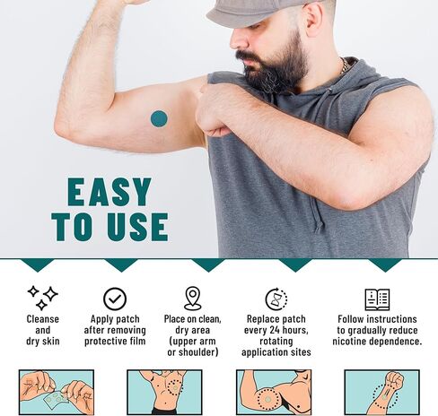 رقعات عشبية مضادة للدخان من توليفيتا - على شكل دائرة 21 ملجم (أزرق مخضر)، أقلع عن التدخين وساعد في تقليل الرغبة الشديدة في التدخين | مساعدات عشبية للإقلاع عن التدخين من أجل نمط حياة أكثر صحة - 30 رقعة in Kuwait