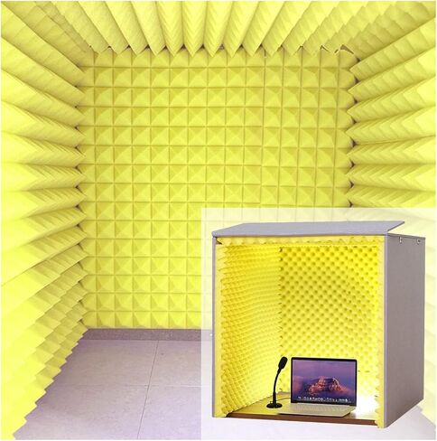 Sound Proof Foam, Soundproof Box, Sound Dampening, Recording Studio, Acoustic Foam, Portable Vocal Booth, for Sound, conferences, and broadcasts Recording Sound Absorbing Mate,Yellow in Kuwait