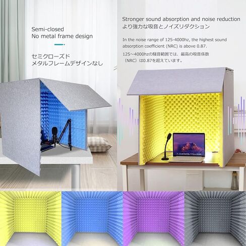 Sound Proof Foam, Soundproof Box, Sound Dampening, Recording Studio, Acoustic Foam, Portable Vocal Booth, for Sound, conferences, and broadcasts Recording Sound Absorbing Mate,Yellow in Kuwait