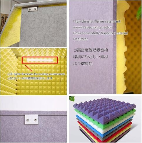 Sound Proofing Panels Sound Proof Foam Panels Vocal Booth 80 * 80 * 80CM Sound Proof Panels for Walls Portable Soundproof Booth for Recording Studio, Home, Offices,Yellow in Kuwait