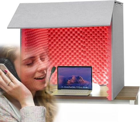 Portable Vocal Booth for Recording, Microphone Shield, Decreasing Noise, Desktop Soundproof Cover, Professional Recording Room, Simple Recording Studio, for Home Office,Red-80 * 80 * 80cm in Saudi Arabia
