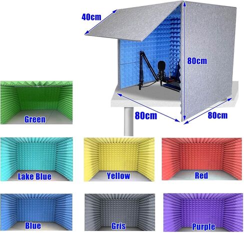 Portable Vocal Booth for Recording, Microphone Shield, Decreasing Noise, Desktop Soundproof Cover, Professional Recording Room, Simple Recording Studio, for Home Office,Red-80 * 80 * 80cm in Saudi Arabia