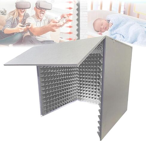 حاوية عازلة للصوت محمولة للاستخدام المنزلي، غرفة عازلة للصوت، حاوية عازلة للصوت لسطح المكتب، قابلة للطي والإزالة، مناسبة لمعدات تسجيل الميكروفون، والغناء، والرمادي in Kuwait