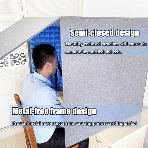 Desktop Soundproof Cover, Microphone Isolation Booth Box, Portable Recording Booth, Vocal Absorbing Shield, for Recording Studio, Podcasts, Singing, and Broadcasting,Yellow-80 * 80 * 80cm in Saudi Arabia