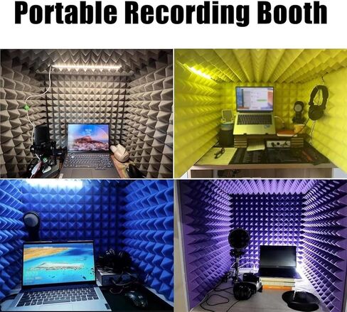 Desktop Soundproof Cover, Microphone Isolation Booth Box, Portable Recording Booth, Vocal Absorbing Shield, for Recording Studio, Podcasts, Singing, and Broadcasting,Yellow-80 * 80 * 80cm in Saudi Arabia