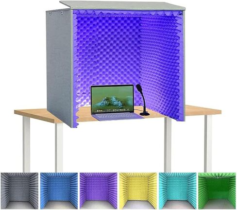 Desktop Soundproof Cover,Self Made Portable Sound Recording Vocal Booth Box,Music Studio Bedroom Home, Decreasing Noise,for Recording Studio, Podcasts, Singing, and Broadcasti,Purple in Saudi Arabia