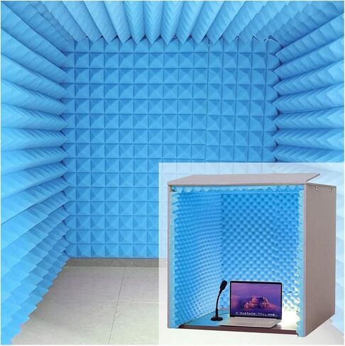 رغوة مقاومة للصوت، صندوق عازل للصوت، تخفيف الصوت، استوديو تسجيل، رغوة صوتية، كشك صوتي محمول، للصوت والمؤتمرات والبث تسجيل ماص للصوت، أزرق in Kuwait