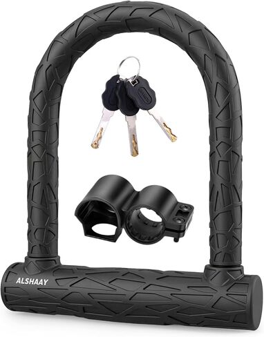 Bike U Lock U Lock Bike Bicycle Lock for Scooter Electric Scooter Patent Protected Textured Protective Sleeve 0.74 Inch Shackle Mounting Bracket 3 Keys Cable Not Included in Saudi Arabia