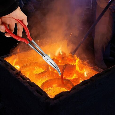 ملقط بوتقة بمقبض أحمر من ديديساون مقاس 27.94 سم بزاوية 90 درجة، مشبك فرن صهر مطلي باللون الأحمر للمعادن الثمينة، أداة صب الجرافيت الطويلة، حامل بوتقة للمختبر in Kuwait