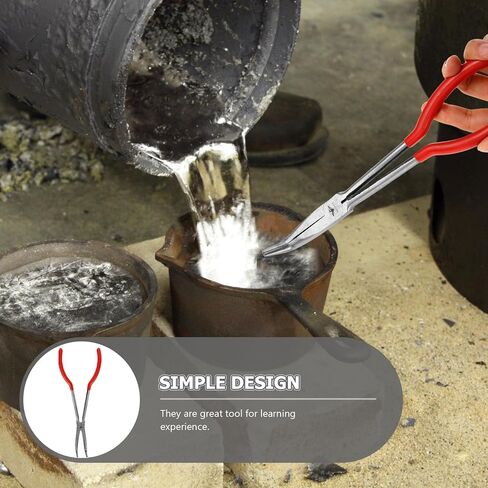 ملقط بوتقة بمقبض أحمر من ديديساون مقاس 27.94 سم بزاوية 90 درجة، مشبك فرن صهر مطلي باللون الأحمر للمعادن الثمينة، أداة صب الجرافيت الطويلة، حامل بوتقة للمختبر in Kuwait