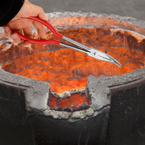 ملقط بوتقة بمقبض أحمر من ديديساون مقاس 27.94 سم بزاوية 90 درجة، مشبك فرن صهر مطلي باللون الأحمر للمعادن الثمينة، أداة صب الجرافيت الطويلة، حامل بوتقة للمختبر in Kuwait