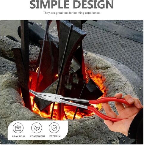 Solustre 11 بوصة مقبض أحمر ملقط بوتقة 90 درجة ذوبان المشبك كماشة لتكرير الذهب والفضة، أداة المشبك كوب بوتقة طويلة لاستخدام مختبر مسبك in Kuwait