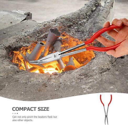 Solustre 11 بوصة مقبض أحمر ملقط بوتقة 90 درجة ذوبان المشبك كماشة لتكرير الذهب والفضة، أداة المشبك كوب بوتقة طويلة لاستخدام مختبر مسبك in Kuwait