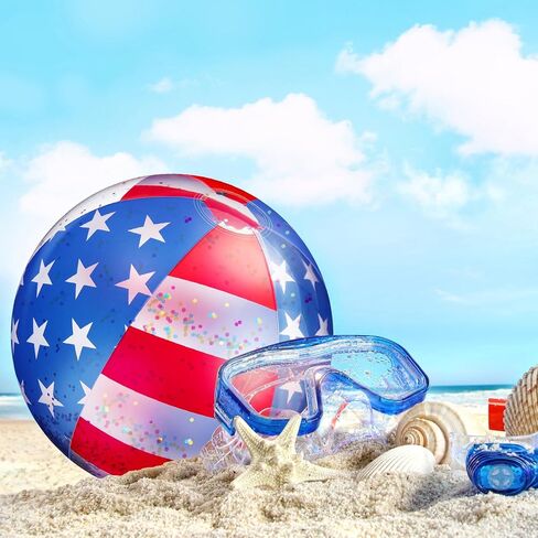 Lewtemi الوطني القابل للنفخ Glitter Beach Beach Ball Confetti Balls Balls 12 inch in Saudi Arabia