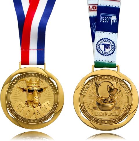 Goat Medal + Toilet Seat Last Place Medal – 3.34 Inch Funny Champion & Loser Awards for Sports, Fantasy Football, Parties, Games & Office Competitions in Kuwait