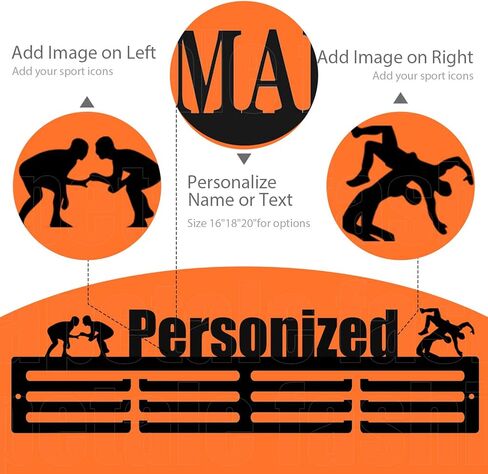Personalized Medal Holder with Name Display Rack for Awards Ribbons - Metal Custom Sports Race Plaques Hanger for Wall Mount Hold Up 63 Medal Hanger Display for Athlete Boy Girl Kid in Kuwait