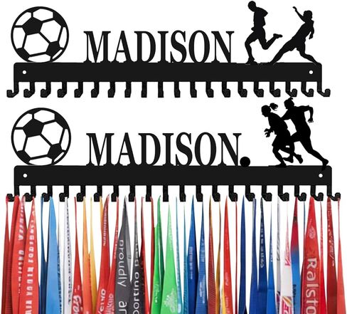 Personalized Medal Holder with Name Display Rack for Awards Ribbons - Metal Custom Sports Race Plaques Hanger for Wall Mount Hold Up 63 Medal Hanger Display for Athlete Boy Girl Kid in Kuwait