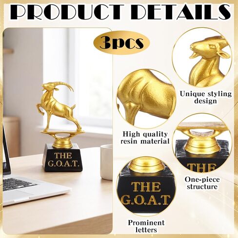 جائزة Kenning 3 Pcs Goat Trophy Award G. O. A. T أعظم على الإطلاق هدية تقدير للكأس المضحكة للرياضة Boss Coworker Friend League الفائز بجائزة البطل in Saudi Arabia