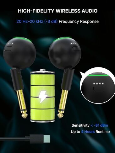 نظام جيتار لاسلكي SWIFF AUDIO WT09a، جهاز استقبال إرسال جيتار 2.4 جيجا هرتز مع 6 قنوات، محرك صوت عالي المقاومة، زمن استجابة منخفض <4 مللي ثانية، نطاق 100 قدم، مؤشر إشارة RGB، حقيبة حمل متضمنة in Kuwait