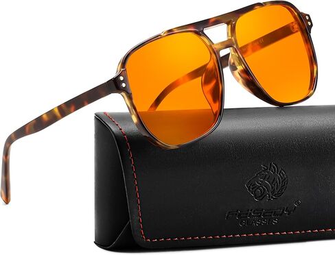 FEISEDY نظارات الضوء الأزرق العنبر لألعاب الكمبيوتر عدسات برتقالية/صفراء مضادة لإجهاد العين نظارات النوم G2835 in Kuwait