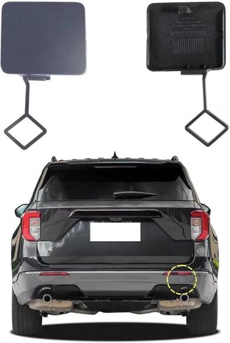Car Rear Bumper Tow Hook Cover Compatible with Ford Explorer 2020 2021 2022 2023 74253KX LB5Z17K922AA LB5Z-17K922-AA Small Lid Towing Eye Cap Black unpainted Right Passenger Side in Saudi Arabia