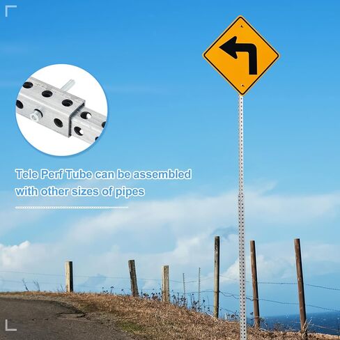 Blulu 1 قطعة 1 × 36 بوصة أنبوب مثقوب، 14 قياس سميك تلسكوبي أنبوب مثقوب أنابيب فولاذية مجلفنة مربعة مع فتحات لإشارات المرور، أعمدة مرافق السلامة in Kuwait