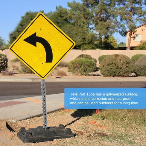 Blulu 1 قطعة 1 × 36 بوصة أنبوب مثقوب، 14 قياس سميك تلسكوبي أنبوب مثقوب أنابيب فولاذية مجلفنة مربعة مع فتحات لإشارات المرور، أعمدة مرافق السلامة in Kuwait