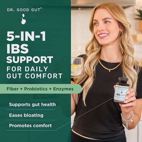 IBSoothe – Digestive Health Supplement for Women & Men with Fiber, Probiotics, Enzymes & Peppermint Oil for Gas Relief, Digestive Health, IBS/Constipation Relief – 90 Capsules in Saudi Arabia