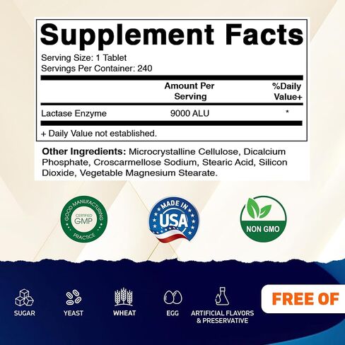 Vitamatic Lactase Enzyme 9000 FCC 240 Tablets - Lactose Intolerance Relief Caplets- 2 Pack in Saudi Arabia