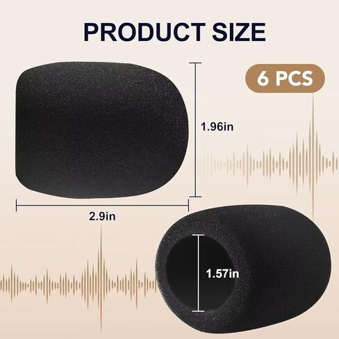 6 قطع من أغطية الميكروفون الإسفنجية السميكة الممتازة، وواقي رياح للميكروفون إسفنجي عالي الكثافة، وفلتر عالمي لتقليل الضوضاء للميكروفونات المحمولة، وتسجيل الاستوديو/KTV/البودكاست (أسود) in Kuwait