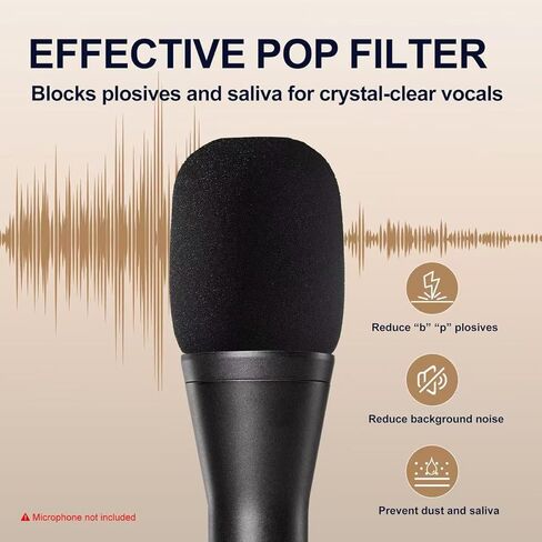 6 قطع من أغطية الميكروفون الإسفنجية السميكة الممتازة، وواقي رياح للميكروفون إسفنجي عالي الكثافة، وفلتر عالمي لتقليل الضوضاء للميكروفونات المحمولة، وتسجيل الاستوديو/KTV/البودكاست (أسود) in Kuwait