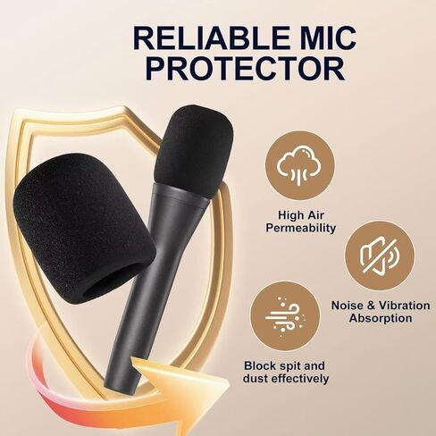 6 قطع من أغطية الميكروفون الإسفنجية السميكة الممتازة، وواقي رياح للميكروفون إسفنجي عالي الكثافة، وفلتر عالمي لتقليل الضوضاء للميكروفونات المحمولة، وتسجيل الاستوديو/KTV/البودكاست (أسود) in Kuwait