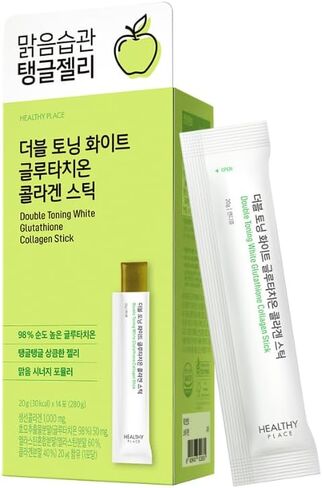 HEALTHY PLACE Double Toning White Glutathione Collagen Jelly Stick. Korean Beauty Supplement with Glutathione 98%, Fish Collagen Peptides-1000 mg, Vitamin C & Vitamin E. Green Apple Flavor 14 Sticks. in Saudi Arabia