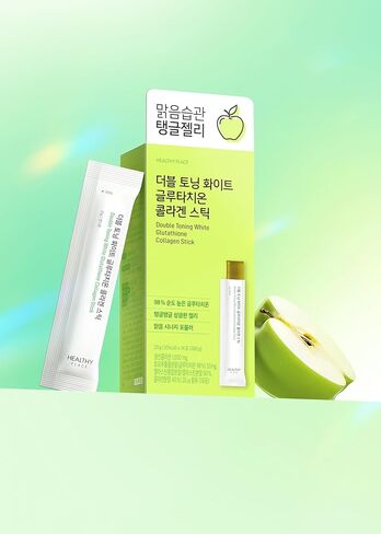 HEALTHY PLACE Double Toning White Glutathione Collagen Jelly Stick. Korean Beauty Supplement with Glutathione 98%, Fish Collagen Peptides-1000 mg, Vitamin C & Vitamin E. Green Apple Flavor 14 Sticks. in Saudi Arabia