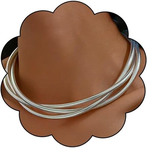 قلادة سلسلة ذهبية مكتنزة للنساء، قلادة ذهبية على شكل ثعبان سلسلة قلادة عصرية بطبقات ذهبية سميكة من الذهب والمجوهرات in Kuwait