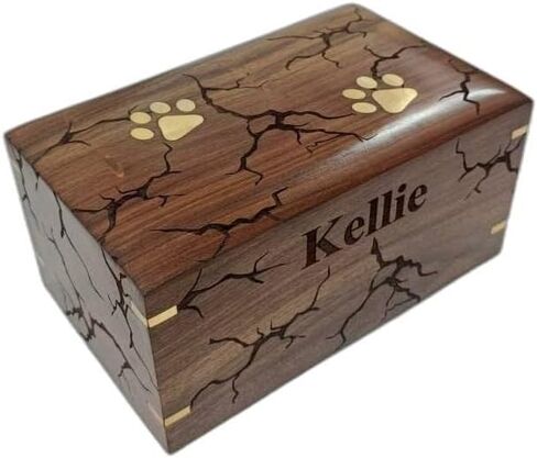 Rosewood Pet Urn for Dog Ashes - جرة خشبية مخصصة للرماد - مربع جرة جنازة التذكارات التذكارية (X -Small: 5 × 3 × 2-10 رطل أو 4.5 كجم ، مخصصة) in Kuwait