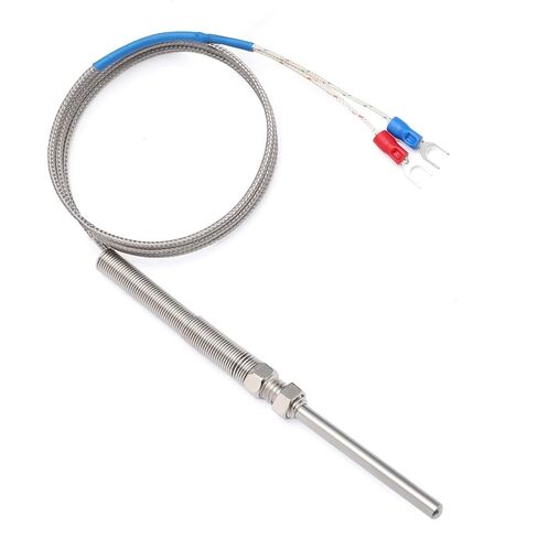 DROK High Temperature Resistant K Type Thermocouple Probe - 32-1112°F/0-600°C Type K Thermocouple with Silver Spade Terminal and 10cm Stainless Steel Probe for PID Temperature Controller, 2 Meters in Saudi Arabia