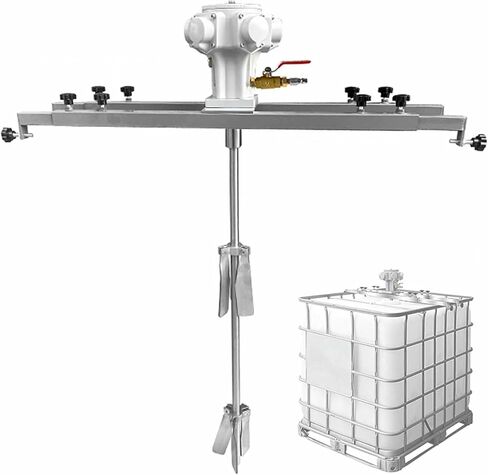 محرض هواء 1 طن/1000 لتر لخزان IBC، خلاط طلاء هوائي سعة 265 جالون، مروحة قابلة للطي 400 مم، قضيب التحريك 960 مم، 0-1300 دورة في الدقيقة لمذيب الحبر~/ in Kuwait