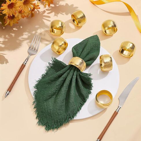 100 Pcs Napkin Rings Round Napkin Holder Rings for Cloth Table Decorations, Gold Decorative Dining Table Setting for Valentine's Day Wedding Anniversary Birthday Dinners Party in Kuwait