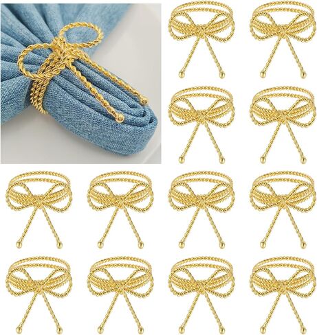 Gold Bamboo Napkin Rings Set of 12, Solid Alloy Bamboo Knuckle Napkin Ring, Elegant Farmhouse Napkins Holders for Wedding, Easter, Thanksgiving & Daily Dining Table Setting Decor(Matte Gold 12) in Saudi Arabia