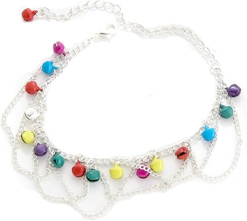Boho Bell Anklets for Women Tassel Chain Colorful Jingling Bell Pendant Ankles Jewelry Adjustable Layered Summer Beach Foot Accessories Gold/Silver Chain Link Ankles in Kuwait