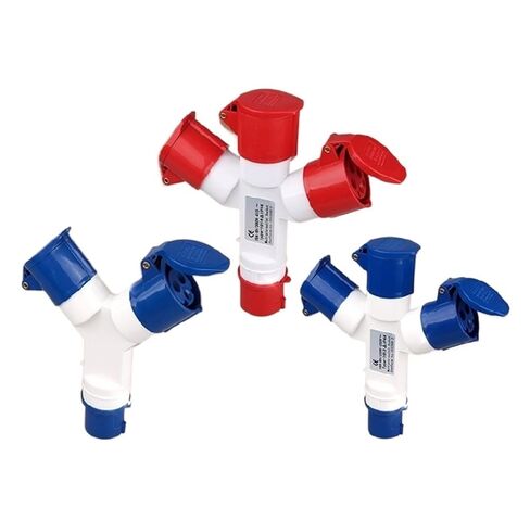 1013/1023 Multifunctional Three-Way Y-Shaped Industrial Plug Waterproof Socket 3 cores 4 5 16A32A(1024 4 Core 32a Tee Set) in Saudi Arabia