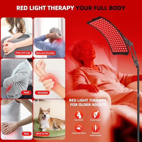 مصباح العلاج بالضوء الأحمر، العلاج بالأشعة تحت الحمراء مع ضوء أحمر مرئي 660 نانومتر وضوء الأشعة تحت الحمراء غير المرئي 850 نانومتر مع حامل أرضي، علاج بالأشعة تحت الحمراء للجسم in Kuwait