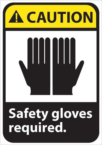 National Marker CGA8R Safety Gloves Required with Graphic Caution Sign, Rigid Plastic, 10" x 7" in Kuwait